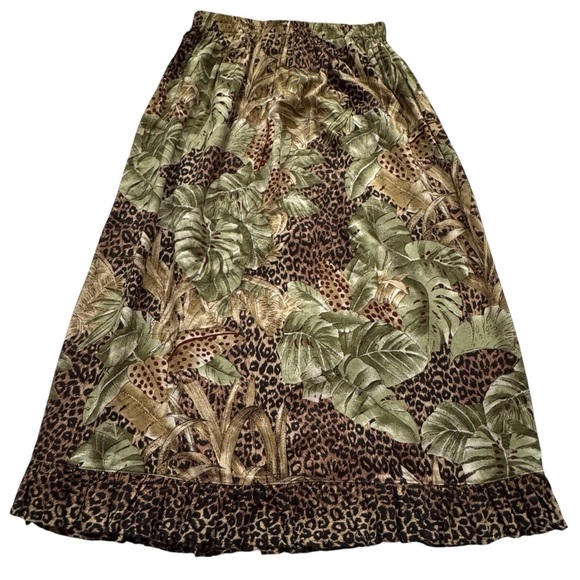 Unbranded Made in Texas Leopard Print BOHO Stretch Pockets Midi Skirt Size Small - Picture 10 of 13